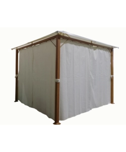 GAZEBO DA ESTERNO CON TENDE LATERALE EUROGARDEN "TRENTO" IN ALLUMINIO EFFETTO LEGNO 3X3 M